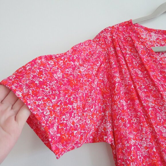 FAITHFULL THE BRAND Raphaela Midi Dress in Almona Floral Print Pink - Size US 8 - Picture 6 of 13